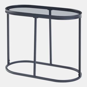 Mesa de apoio oval em vidro temperado Luleå 55x28x45cm - Preto en.casa