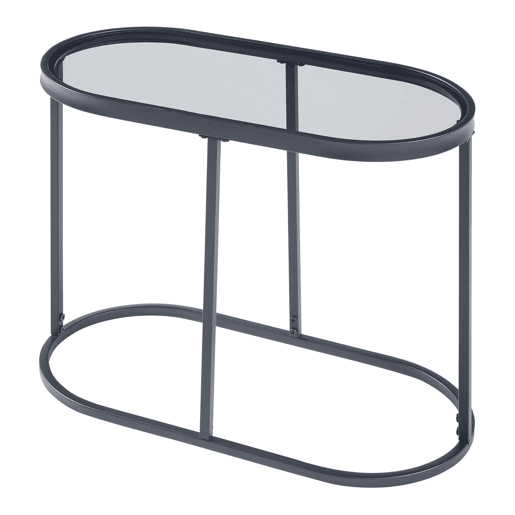 Mesa de apoio oval em vidro temperado Luleå 55x28x45cm - Preto en.casa
