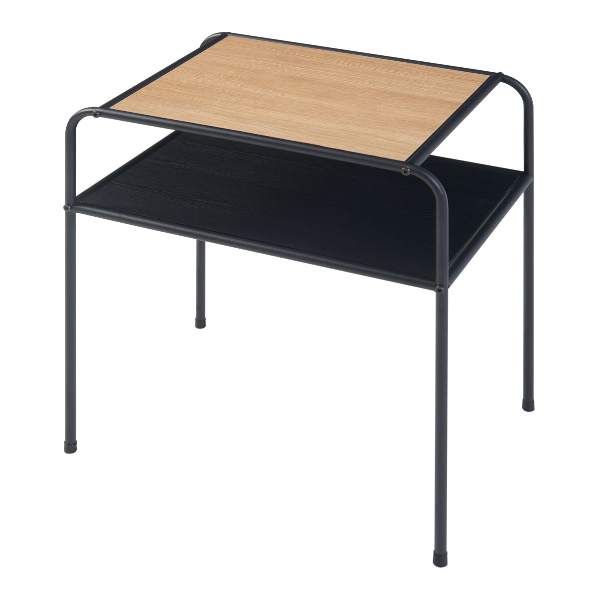 Mesa auxiliar krødsherad con estante mdf metal 55x51x36 cm - negro/roble [en.casa]