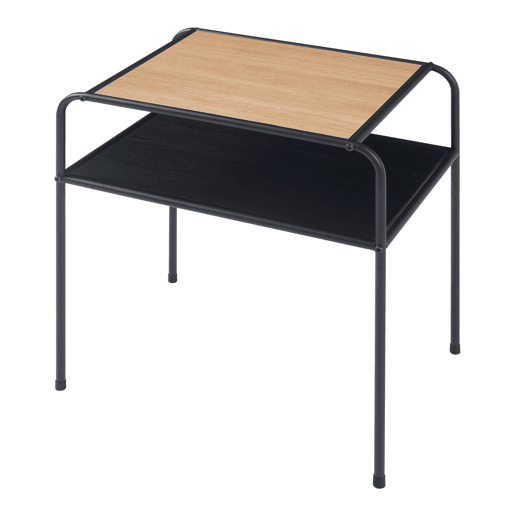 Mesa de apoio Krødsherad com prateleira metálica em MDF 55x51x36 cm - PretoCarvalho en.casa