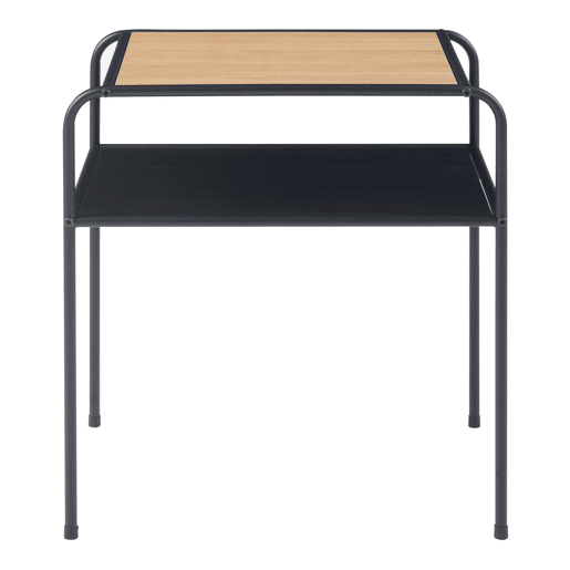 Mesa de apoio Krødsherad com prateleira metálica em MDF 55x51x36 cm - PretoCarvalho en.casa
