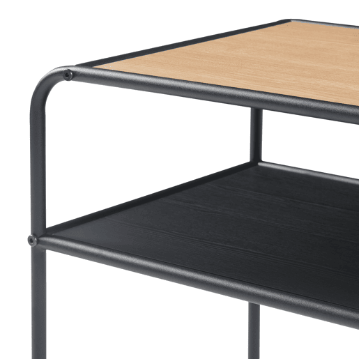 Mesa de apoio Krødsherad com prateleira metálica em MDF 55x51x36 cm - PretoCarvalho en.casa