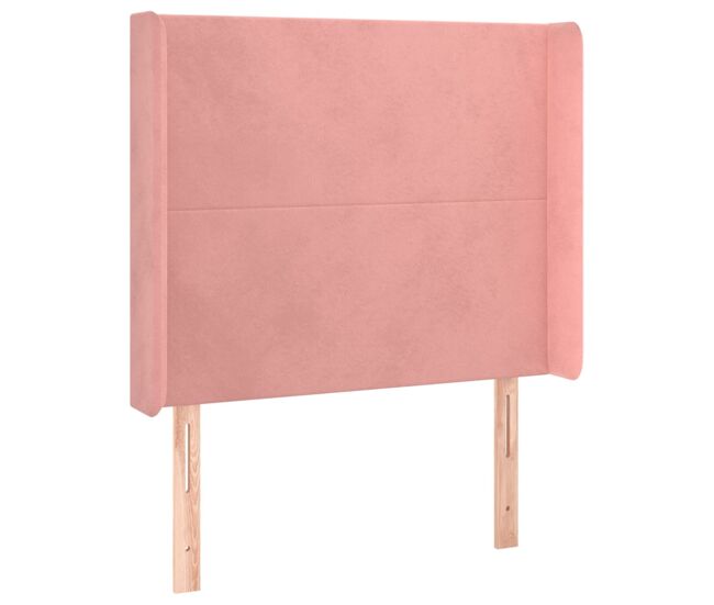 Cabecero con orejas de terciopelo rosa 83x16x118/128 cm