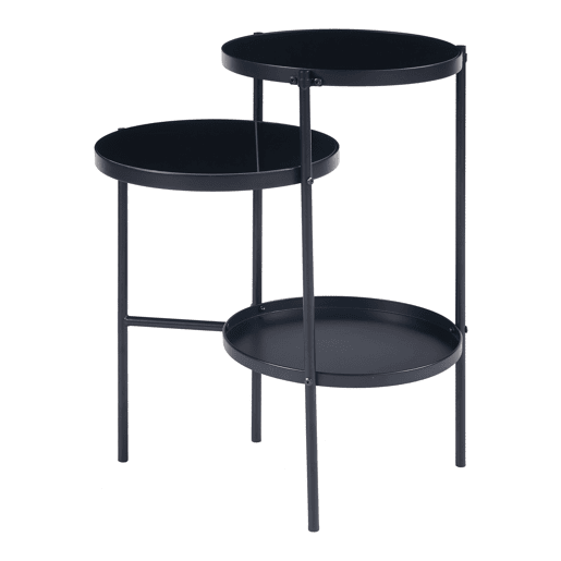 Mesa de apoio redonda Mölndal com 2 prateleiras metálicas 70x58x37cm - Preto en.casa