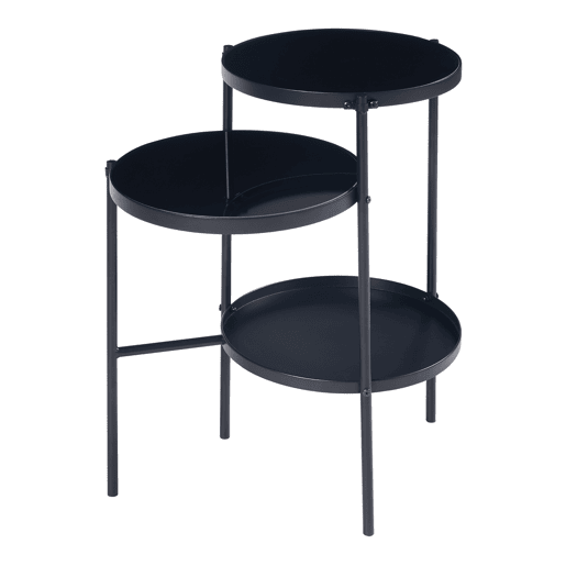 Mesa de apoio redonda Mölndal com 2 prateleiras metálicas 70x58x37cm - Preto en.casa