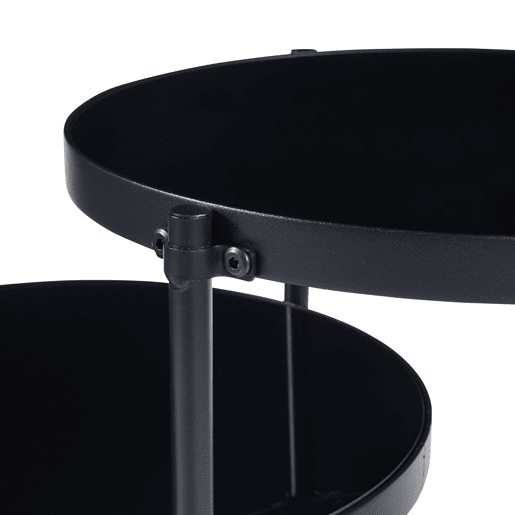 Mesa de apoio redonda Mölndal com 2 prateleiras metálicas 70x58x37cm - Preto en.casa