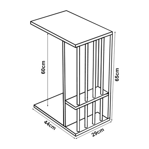Mesa de apoio Siikainen com rodas em aglomerado 65x44x29cm - Branco en.casa