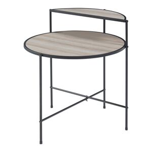 Mesa de apoio redonda Fyresdal com prateleira metálica em MDF 68xØ62cm - PretoCarvalho en.casa