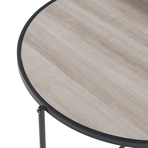Mesa de apoio redonda Fyresdal com prateleira metálica em MDF 68xØ62cm - PretoCarvalho en.casa