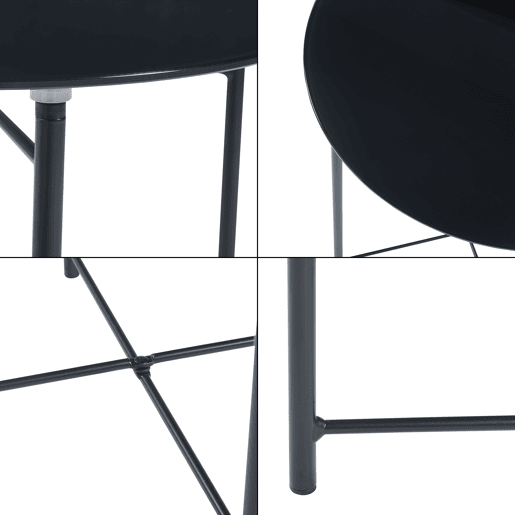 Ödeshög mesa de apoio em aço e vidro 45xØ42cm - Preto en.casa