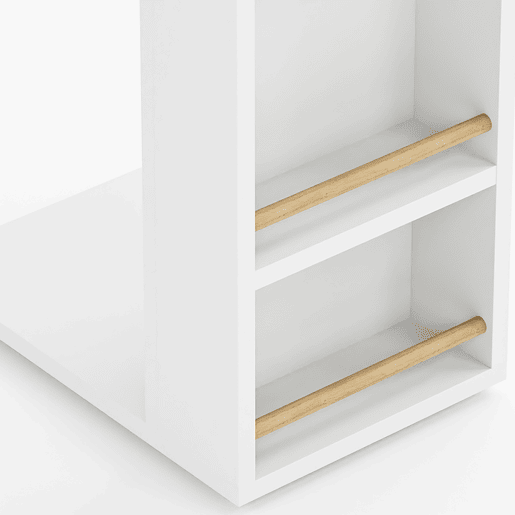 Mesa de apoio Siikainen com rodas e barra anti-queda 65x44x29cm - Branco en.casa