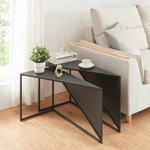Conjunto de 2 mesas de apoio Kungsör em metal 74x36x45 cm - Preto en.casa