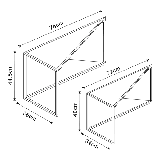 Conjunto de 2 mesas de apoio Kungsör em metal 74x36x45 cm - Preto en.casa