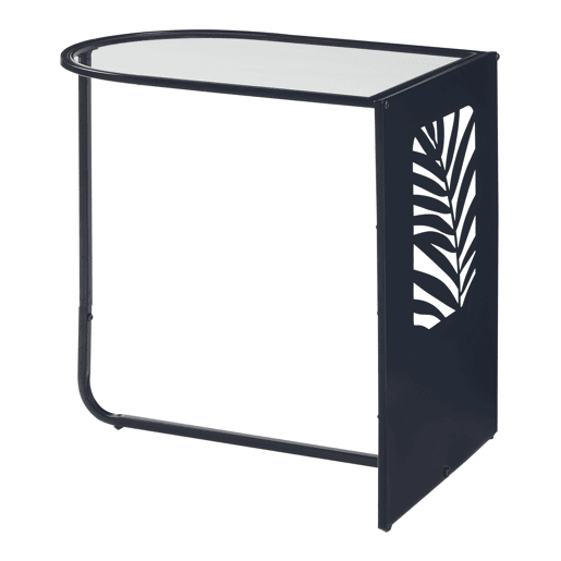 Mesa de apoio semi-oval de metal e vidro Ulvik 50x50x35cm - Preto en.casa