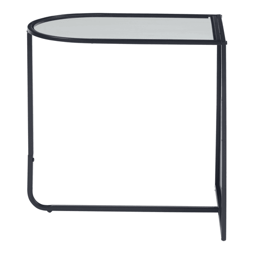 Mesa de apoio semi-oval de metal e vidro Ulvik 50x50x35cm - Preto en.casa