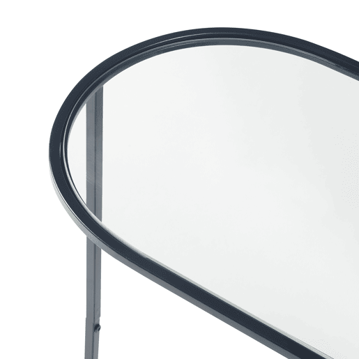 Mesa de apoio semi-oval de metal e vidro Ulvik 50x50x35cm - Preto en.casa