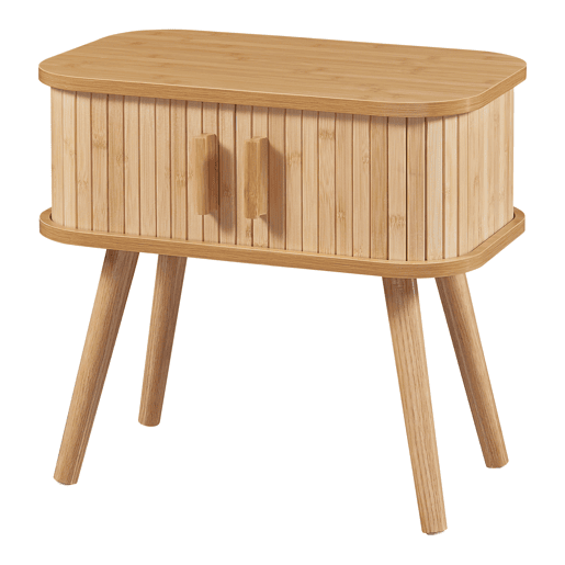 Mesa de apoio Nordkapp com portas de bambu MDF 48x30x45cm - Natural en.casa