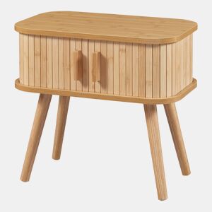 Mesa de apoio Nordkapp com portas de bambu MDF 48x30x45cm - Natural en.casa