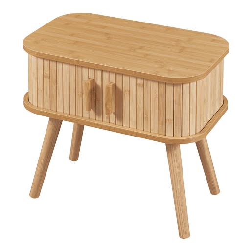 Mesa de apoio Nordkapp com portas de bambu MDF 48x30x45cm - Natural en.casa