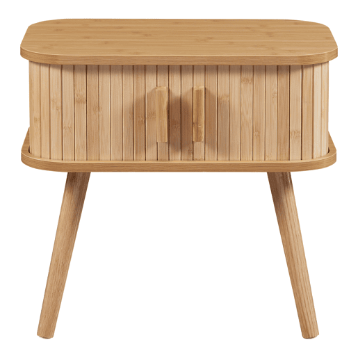 Mesa de apoio Nordkapp com portas de bambu MDF 48x30x45cm - Natural en.casa