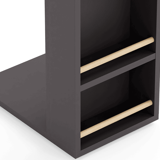 Mesa de apoio Siikainen com rodas e barra anti-queda 65x44x29cm - Preto en.casa