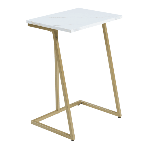Conjunto de 2 mesas de encaixe Salem 40x30x56cm - Mármore branco  dourado en.casa