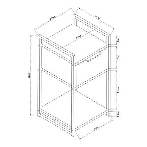 Mesa de apoio Namsskogan com gaveta 62x33x32cm - Efeito nogueira en.casa