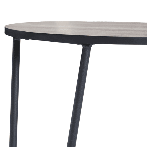 Mesa de apoio redonda Ylöjärvi com prateleira metálica MDF 61x44x44cm - PretoCarvalho en.casa