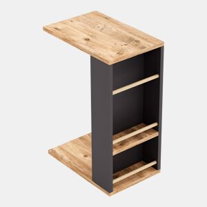 Mesa de apoio Siikainen com rodas e barra anti-queda 65x44x29cm - Preto  Madeira en.casa