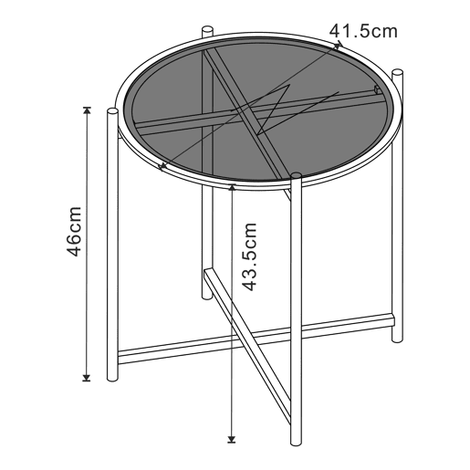 Mesa lateral redonda de metal em vidro temperado Lier 46xØ42cm - Preto en.casa