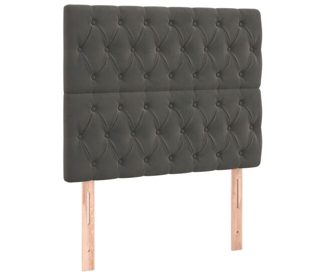 Cabeceros 2 unidades de terciopelo gris oscuro 100x7x78/88 cm alto