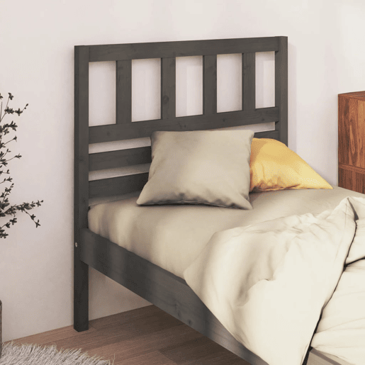 vidaXL Cabeceira de cama 96x4x100 cm pinho maciço cinzento