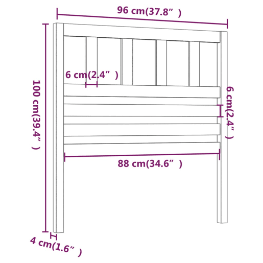 vidaXL Cabeceira de cama 96x4x100 cm pinho maciço cinzento