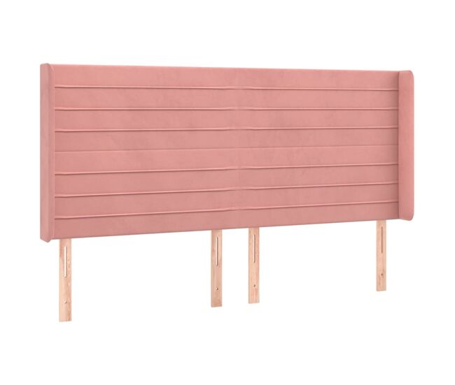 Cabecero con orejas de terciopelo rosa 203x16x118/128 cm