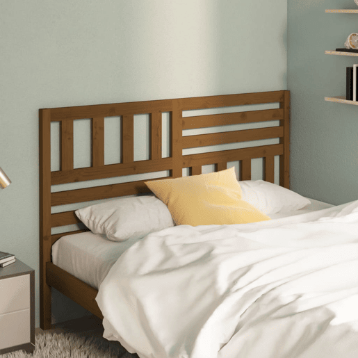 vidaXL Cabeceira de cama 156x4x100 cm pinho maciço castanho mel