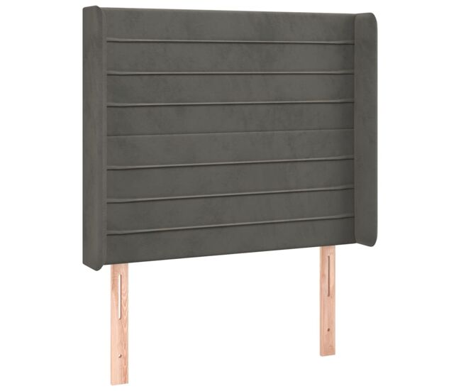 Cabecero con orejas de terciopelo gris oscuro 83x16x118/128 cm