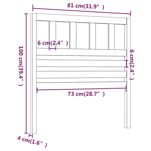 vidaXL Cabeceira de cama 81x4x100 cm pinho maciço