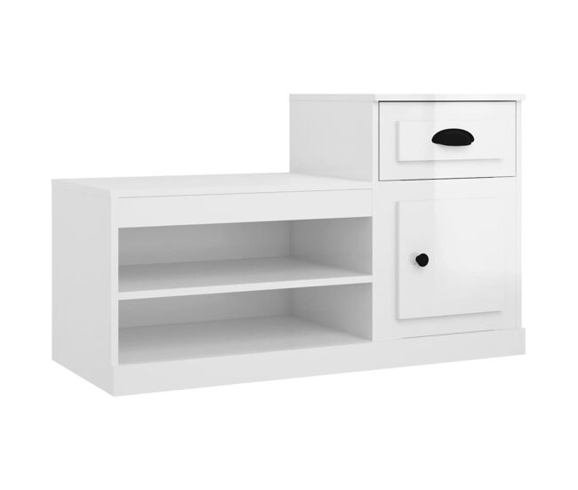 Vidaxl mueble zapatero madera contrachapada blanco brillo 100x42x60 cm