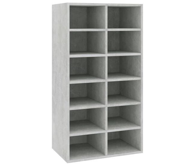 Vidaxl zapatero de madera contrachapada gris hormigón 54x34x100,5 cm