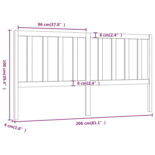 vidaXL Cabeceira de cama 206x4x100 cm pinho maciço preto