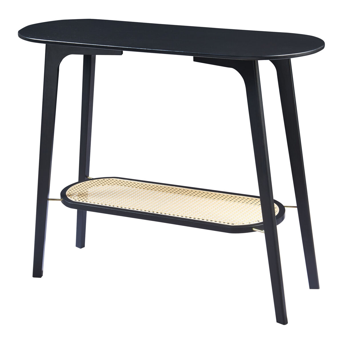 Mesa consola taivalkoski 100x35x80cm - negro/ratán [en.casa]