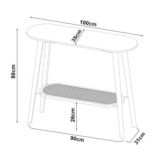 Mesa de consola Taivalkoski 100x35x80cm - PretoRattan en.casa