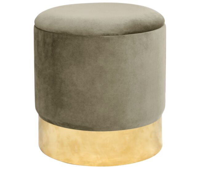 Puf redondo de terciopelo con almacenamiento akord golden beige