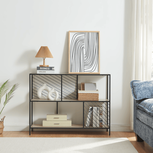 Övertorneå Mesa de consola - 100x30x75cm - Efeito pretocarvalho