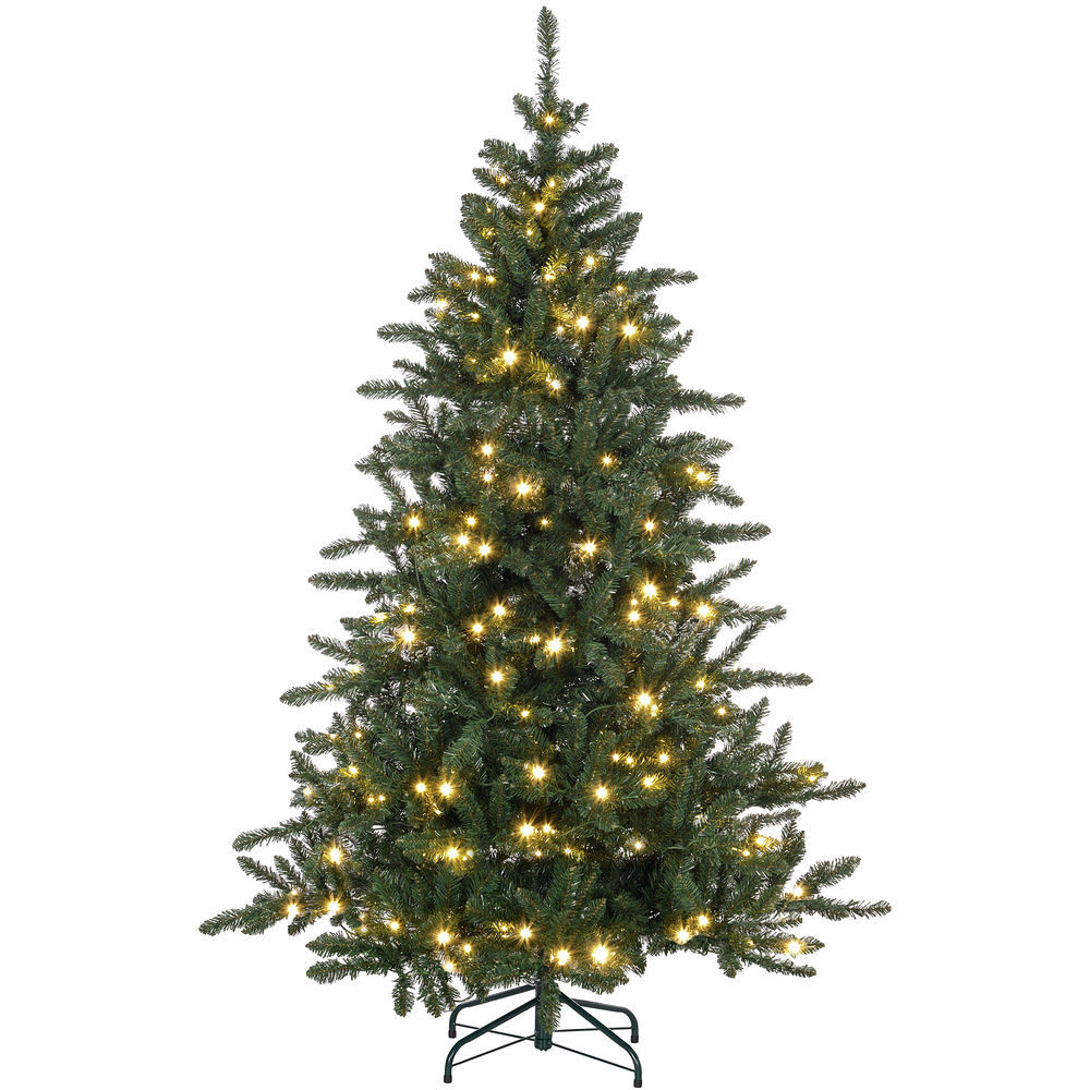 Homcom árbol de navidad 180 cm árbol de navidad artificial con 310 luces led 872 ramas y patas de metal árbol navideño para salón interior verde