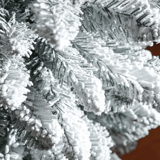 HOMCOM Árvore de Natal 210 cm Árvore de Natal Artificial Nevada com 180 Luzes LED 405 Ramos e Suporte de Metal Árvore de Natal para Sala de Estar Verde e Branco