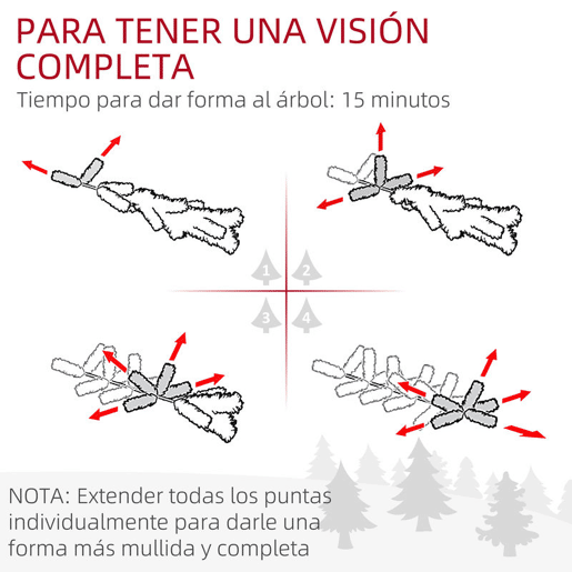 HOMCOM Árvore de Natal 210 cm Árvore de Natal Artificial Nevada com 180 Luzes LED 405 Ramos e Suporte de Metal Árvore de Natal para Sala de Estar Verde e Branco