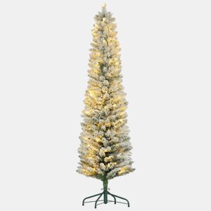HOMCOM Árvore de Natal 180 cm Árvore de Natal Artificial Nevada com 150 Luzes LED 329 Ramos e Suporte de Metal Árvore de Natal para Sala de Estar Verde e Branco