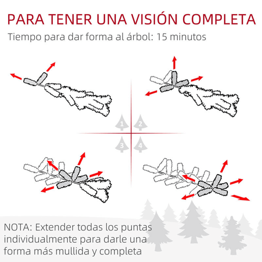 HOMCOM Árvore de Natal 180 cm Árvore de Natal Artificial Nevada com 150 Luzes LED 329 Ramos e Suporte de Metal Árvore de Natal para Sala de Estar Verde e Branco