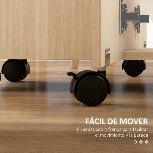 HOMCOM Mesa de Jantar Dobrável com Rodas Mesa Abatível com 2 Gavetas e Armário Mesa Auxiliar Multifuncional para Estúdio Cozinha 120x60x76,5 cm Madeira